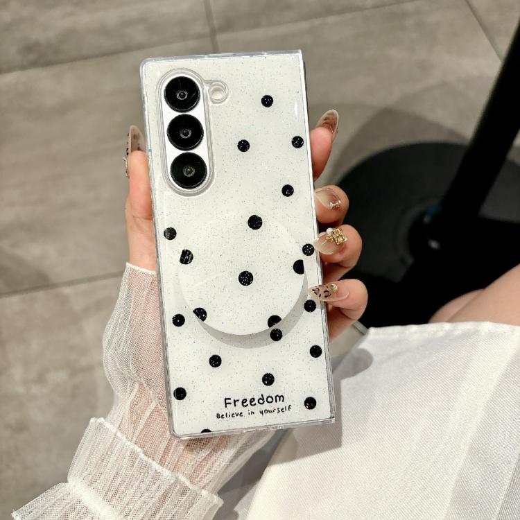 For Samsung Galaxy Z Fold5 Glitter Powder Dots Pattern Phone Case with Holder