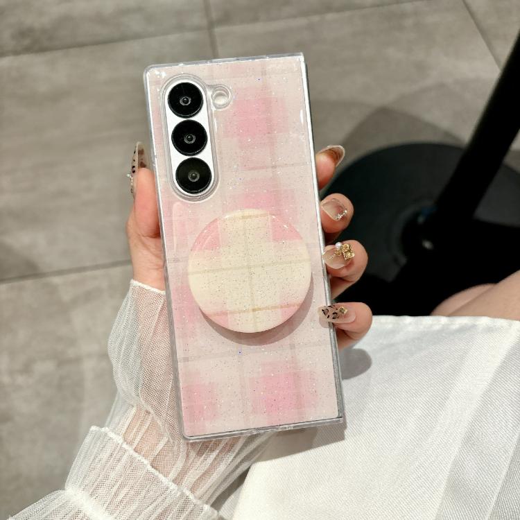 For Samsung Galaxy Z Fold5 Glitter Powder Dots Pattern Phone Case with Holder