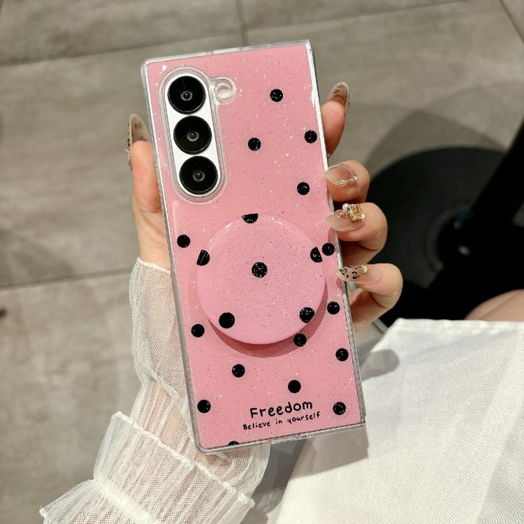 For Samsung Galaxy Z Fold5 Glitter Powder Dots Pattern Phone Case with Holder