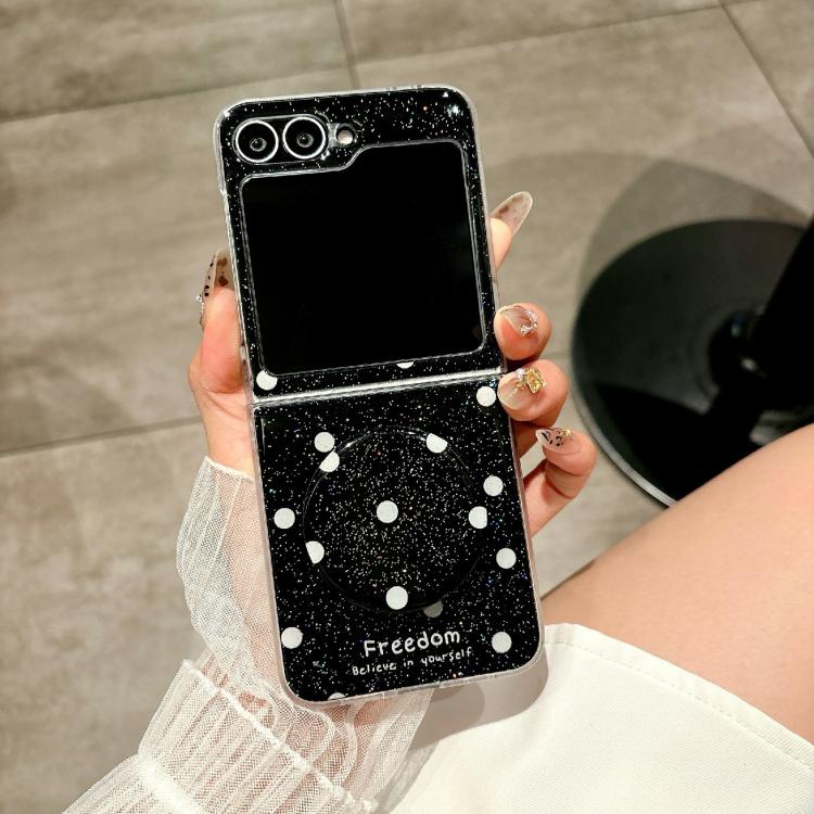 For Samsung Galaxy Z Flip5 Glitter Powder Dots Pattern Phone Case with Holder