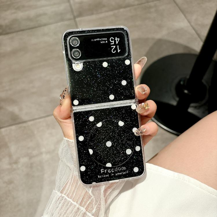 For Samsung Galaxy Z Flip3 5G Glitter Powder Dots Pattern Phone Case with Holder