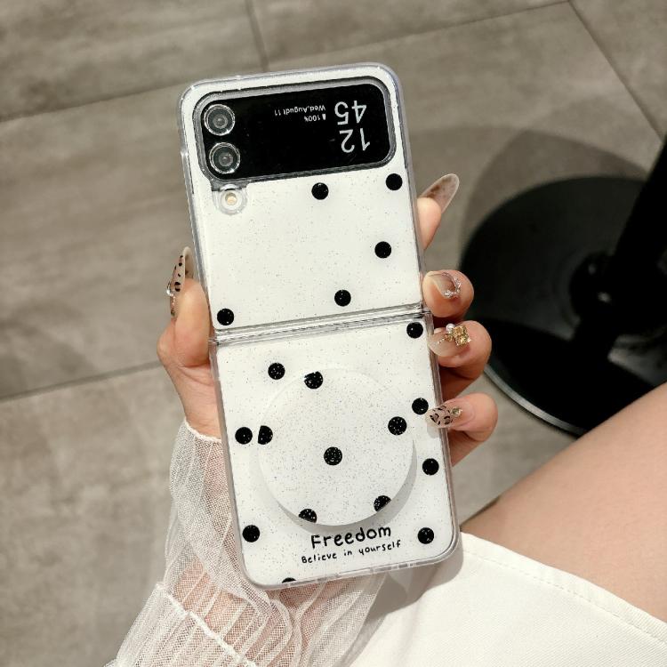 For Samsung Galaxy Z Flip3 5G Glitter Powder Dots Pattern Phone Case with Holder