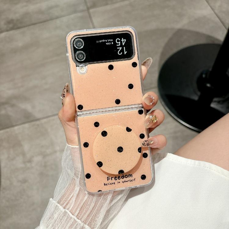 For Samsung Galaxy Z Flip3 5G Glitter Powder Dots Pattern Phone Case with Holder
