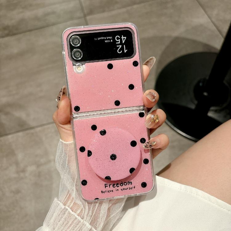 For Samsung Galaxy Z Flip3 5G Glitter Powder Dots Pattern Phone Case with Holder