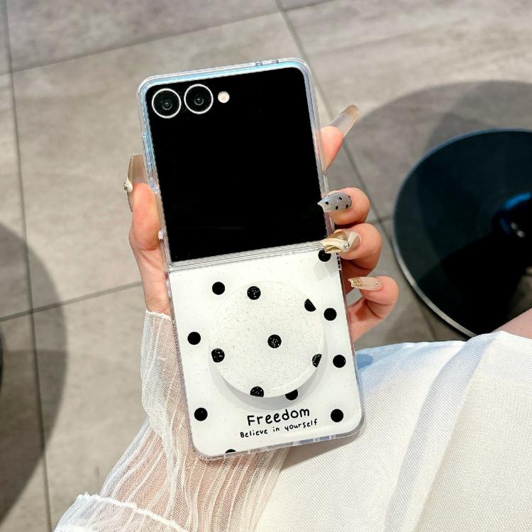 For Samsung Galaxy Z Flip7 5G Glitter Powder Dots Pattern Phone Case with Holder