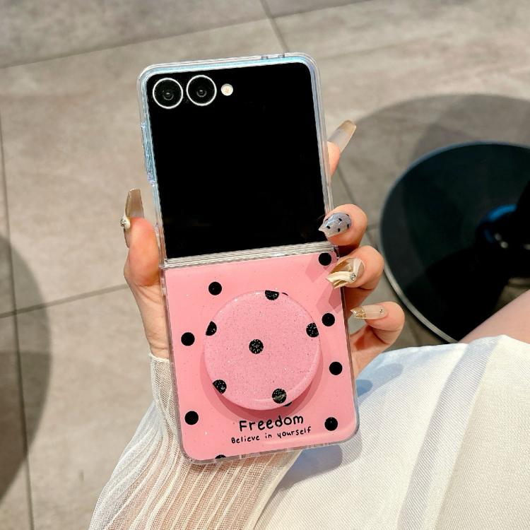 For Samsung Galaxy Z Flip7 5G Glitter Powder Dots Pattern Phone Case with Holder