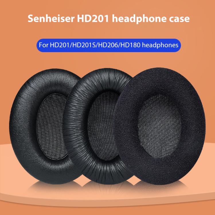 2pcs Snap-on Replacement Earpads For Sennheiser HD201 / HD201S / HD180 / HD418 / HD419 / HD421 / HD428 / HD429 / HD438 / HD439 / HD448 / HD450, Material:Flannel - Black
