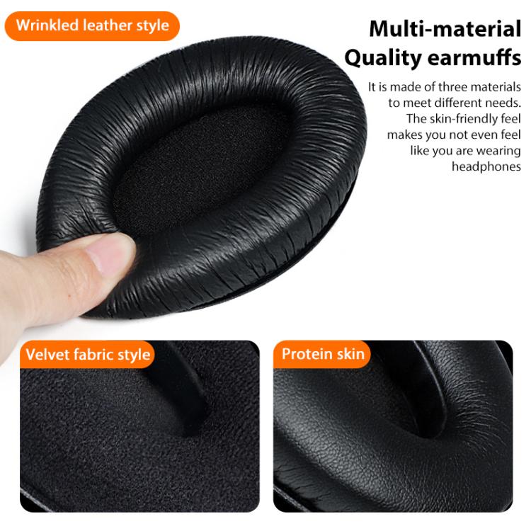 2pcs Snap-on Replacement Earpads For Sennheiser HD201 / HD201S / HD180 / HD418 / HD419 / HD421 / HD428 / HD429 / HD438 / HD439 / HD448 / HD450, Material:Flannel - Black