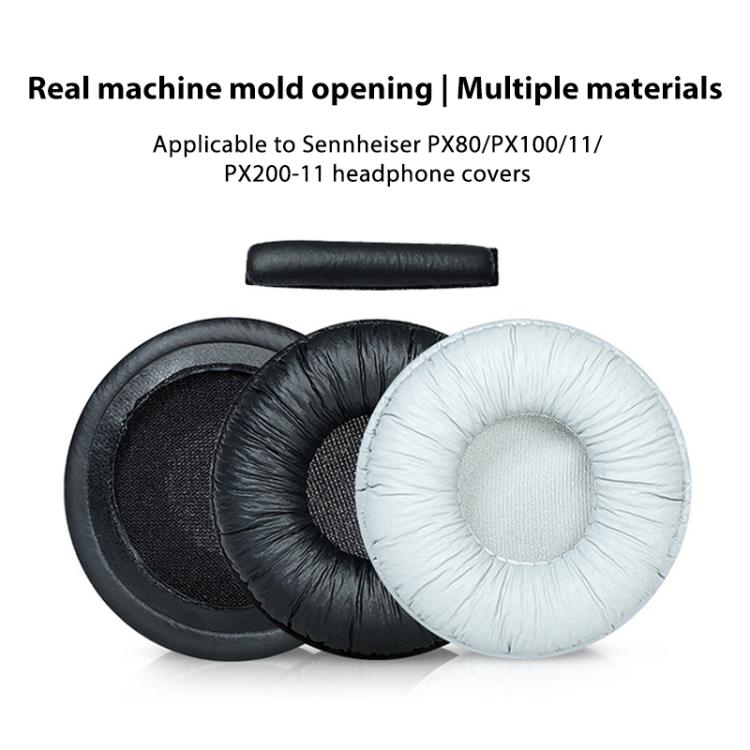 2pcs Insert Replacement Earpads For Sennheiser PX80 / PX100 II / PX200 II, Material:Protein Leather Black