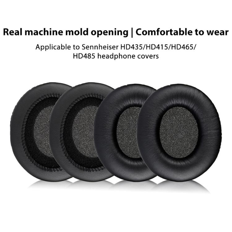 2pcs Insert Protein Leather Replacement Earpads For Sennheiser HD435 / HD415 / HD465 / HD485 - Black