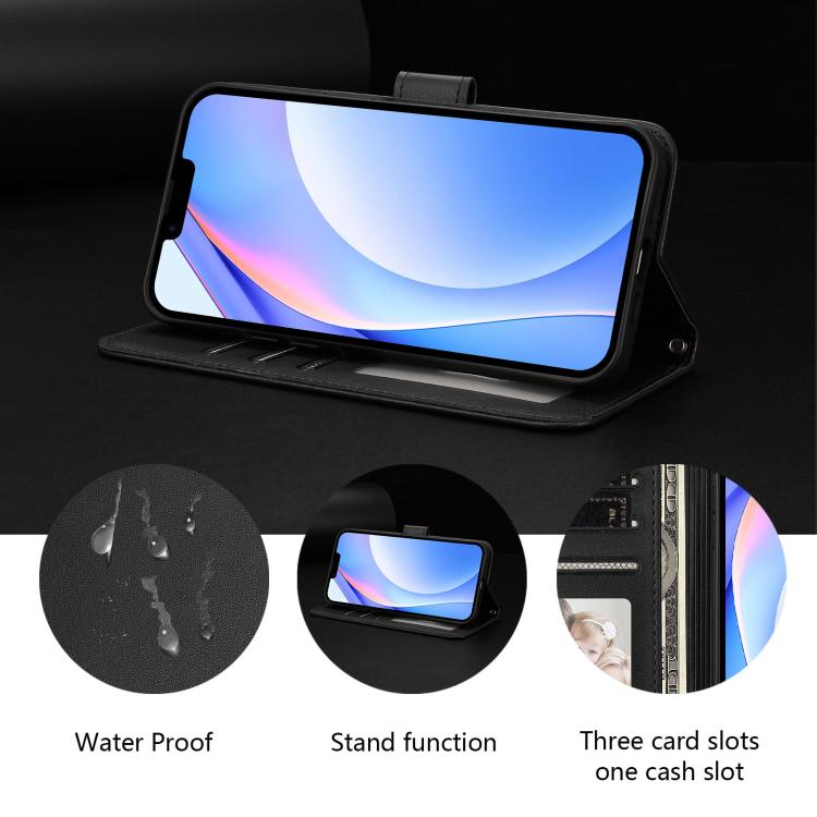 For iPhone 17 Pro Max Litter Panda Embossing RFID Leather Phone Case with Lanyard