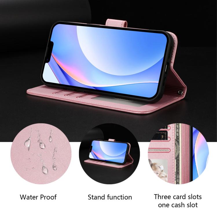 For iPhone 17 Pro Litter Panda Embossing RFID Leather Phone Case with Lanyard