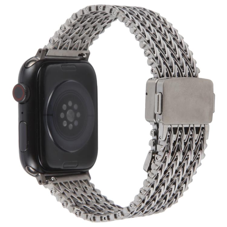For Apple Watch 46mm / 49mm / 45mm / 44mm Magnetic Snap Clasp Steel Mesh Metal Watch Band