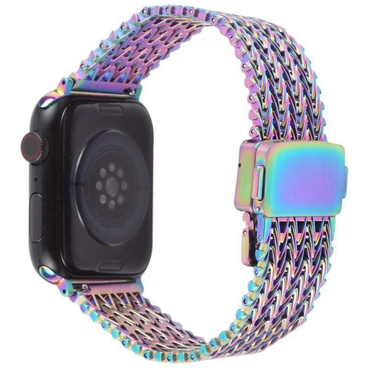 For Apple Watch 46mm / 49mm / 45mm / 44mm Magnetic Snap Clasp Steel Mesh Metal Watch Band