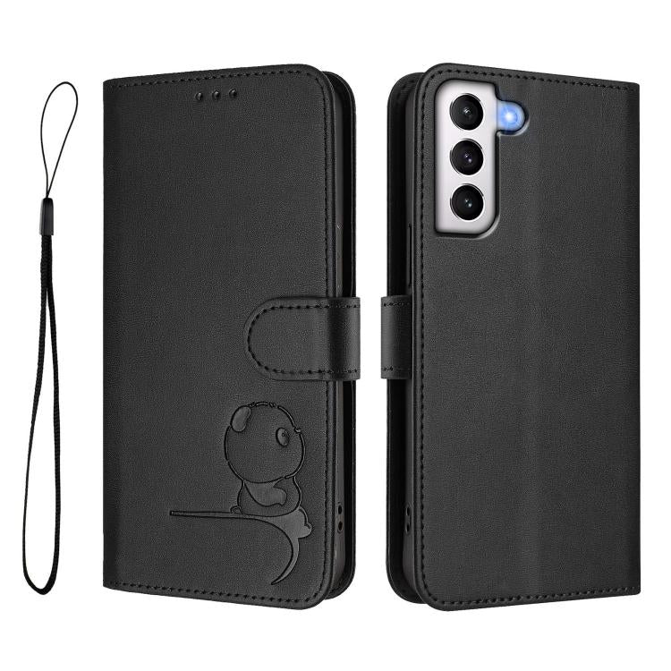 For Samsung Galaxy S21+ 5G Litter Panda Embossing RFID Leather Phone Case with Lanyard