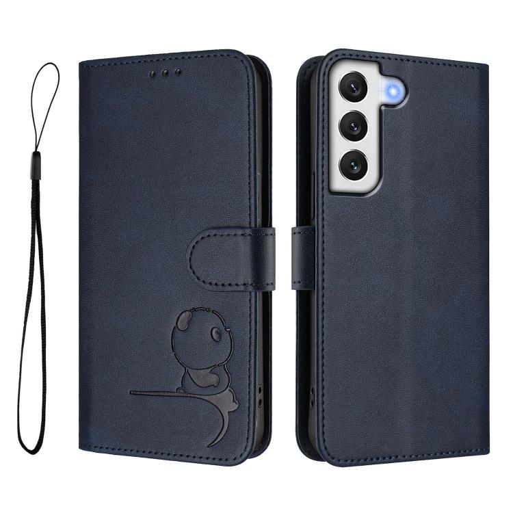 For Samsung Galaxy S21 FE 5G Litter Panda Embossing RFID Leather Phone Case with Lanyard