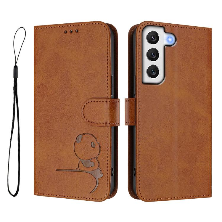 For Samsung Galaxy S21 FE 5G Litter Panda Embossing RFID Leather Phone Case with Lanyard