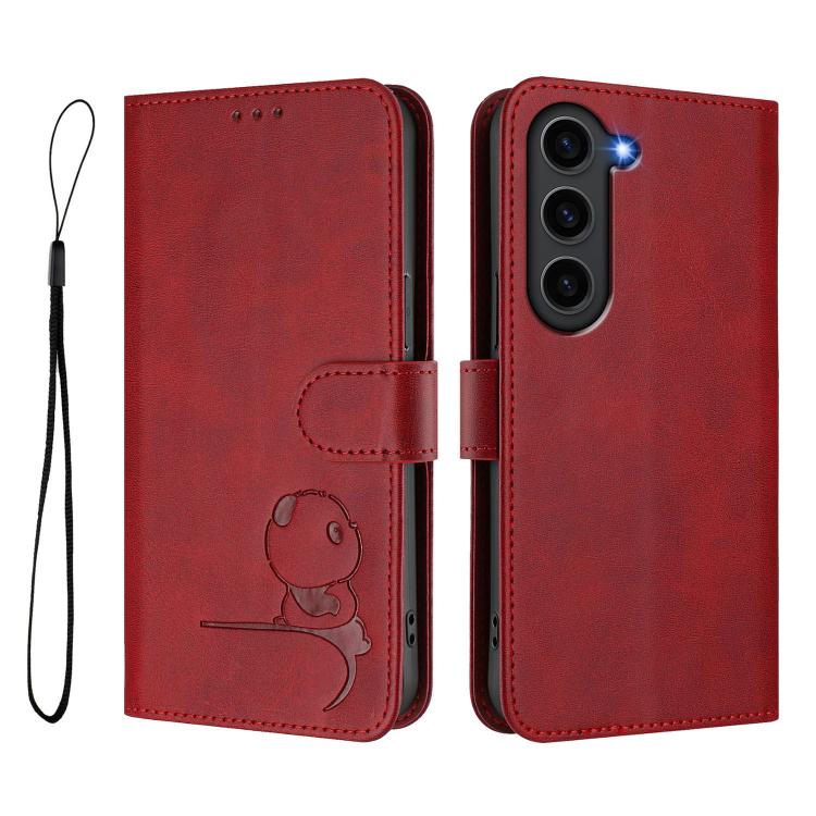 For Samsung Galaxy S23+ 5G Litter Panda Embossing RFID Leather Phone Case with Lanyard