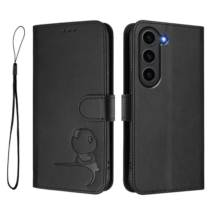 For Samsung Galaxy S23 FE 5G Litter Panda Embossing RFID Leather Phone Case with Lanyard