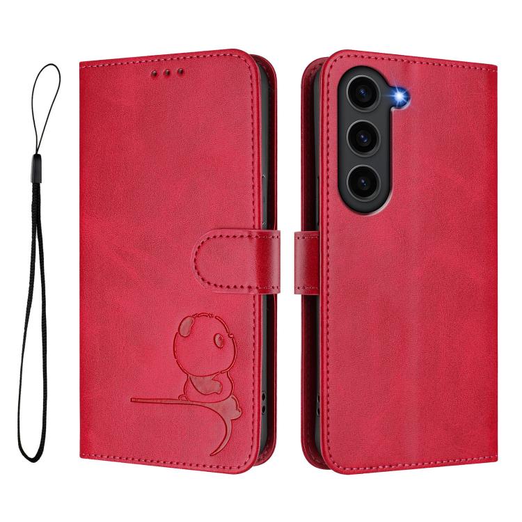 For Samsung Galaxy S23 FE 5G Litter Panda Embossing RFID Leather Phone Case with Lanyard
