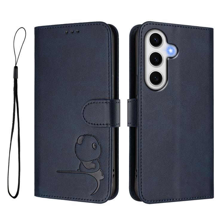 For Samsung Galaxy S24 FE 5G Litter Panda Embossing RFID Leather Phone Case with Lanyard