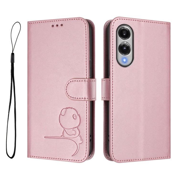 For Samsung Galaxy S25 Edge 5G Litter Panda Embossing RFID Leather Phone Case with Lanyard
