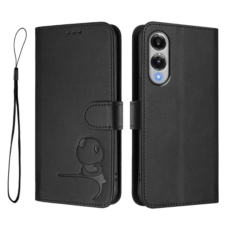 For Samsung Galaxy S25 Edge 5G Litter Panda Embossing RFID Leather Phone Case with Lanyard