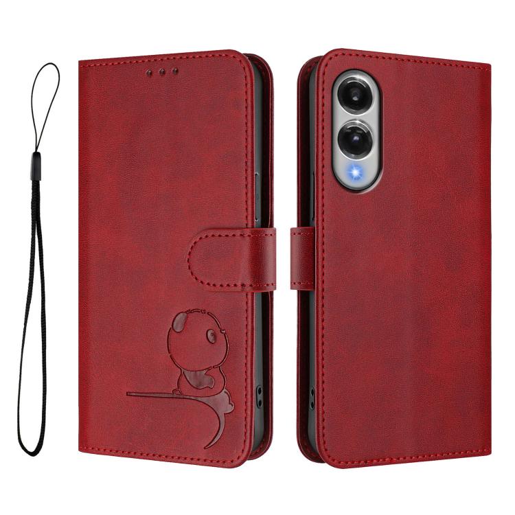 For Samsung Galaxy S25 Edge 5G Litter Panda Embossing RFID Leather Phone Case with Lanyard