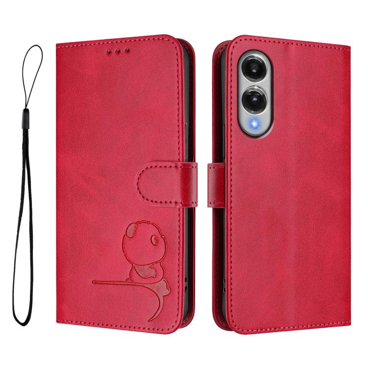 For Samsung Galaxy S25 Edge 5G Litter Panda Embossing RFID Leather Phone Case with Lanyard