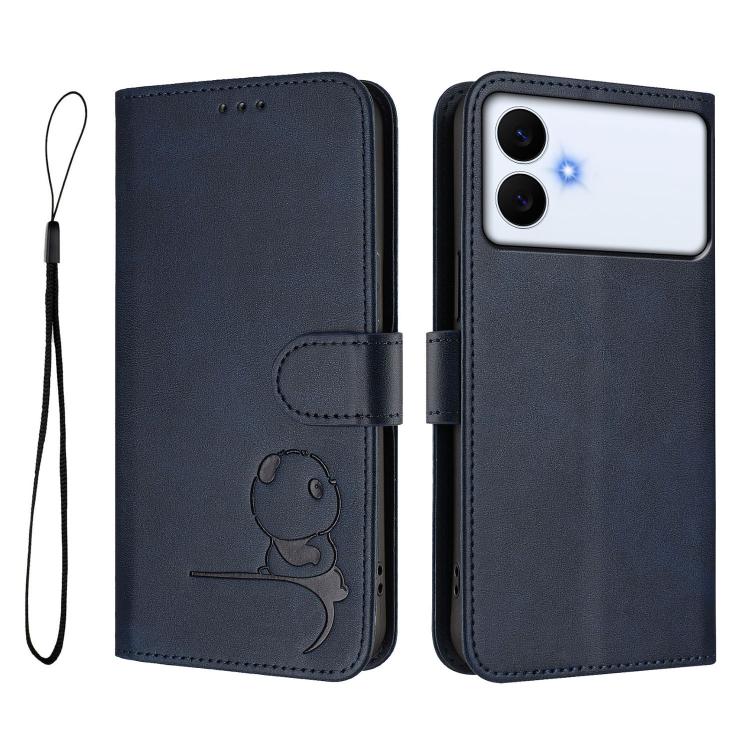 For Samsung Galaxy S26 Edge 5G Litter Panda Embossing RFID Leather Phone Case with Lanyard