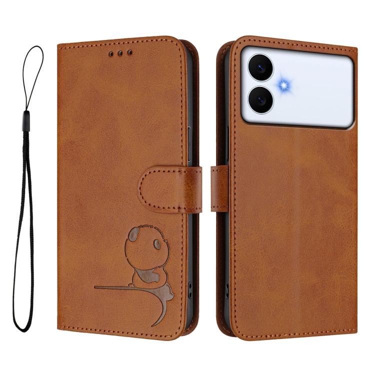 For Samsung Galaxy S26 Edge 5G Litter Panda Embossing RFID Leather Phone Case with Lanyard