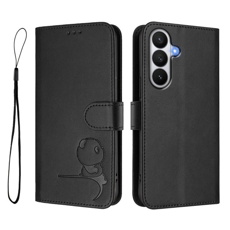 For Samsung Galaxy S26 5G Litter Panda Embossing RFID Leather Phone Case with Lanyard