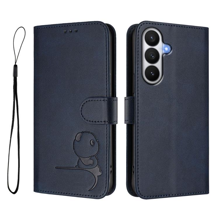 For Samsung Galaxy S26 5G Litter Panda Embossing RFID Leather Phone Case with Lanyard