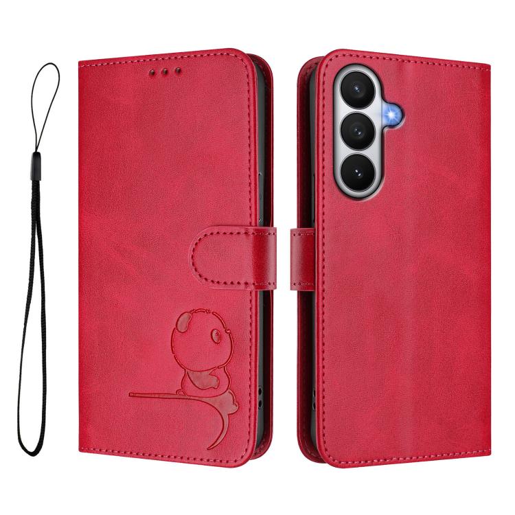 For Samsung Galaxy S26 5G Litter Panda Embossing RFID Leather Phone Case with Lanyard