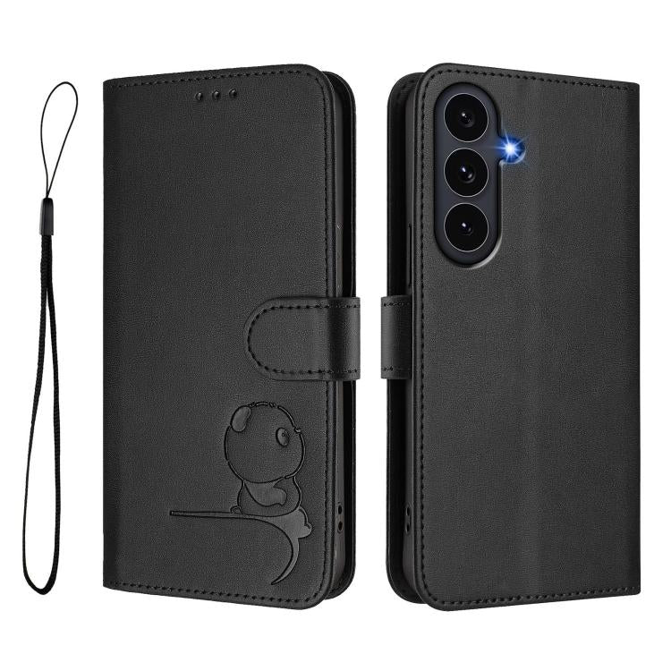 For Galaxy S26 FE 5G Litter Panda Embossing RFID Leather Phone Case with Lanyard