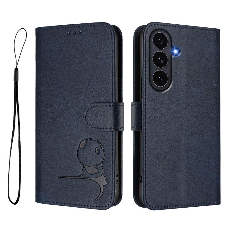 For Galaxy S26 FE 5G Litter Panda Embossing RFID Leather Phone Case with Lanyard