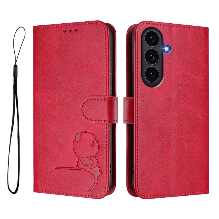 For Galaxy S26 FE 5G Litter Panda Embossing RFID Leather Phone Case with Lanyard