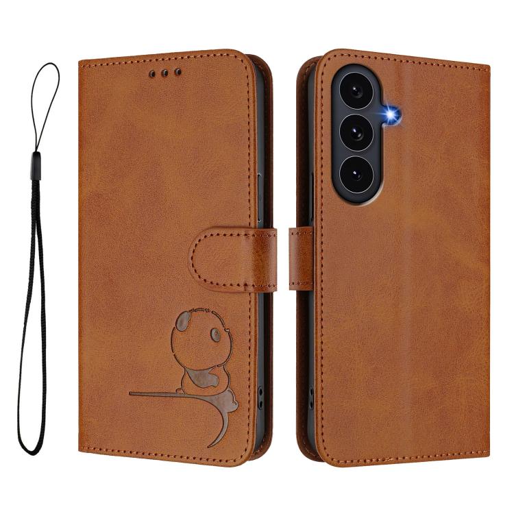 For Galaxy S26 FE 5G Litter Panda Embossing RFID Leather Phone Case with Lanyard