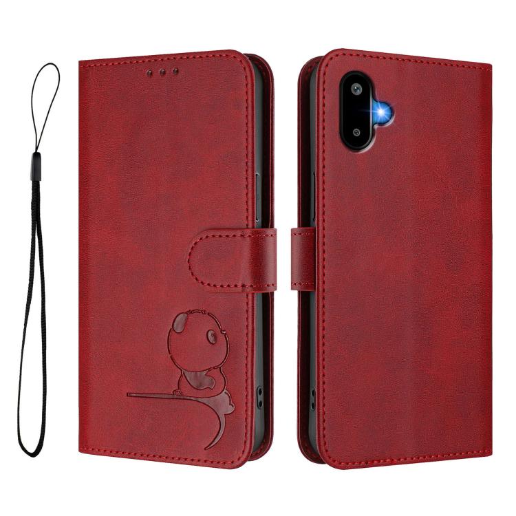For Samsung Galaxy F06 5G / M06 5G Litter Panda Embossing RFID Leather Phone Case with Lanyard