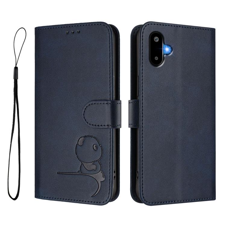 For Samsung Galaxy F06 5G / M06 5G Litter Panda Embossing RFID Leather Phone Case with Lanyard