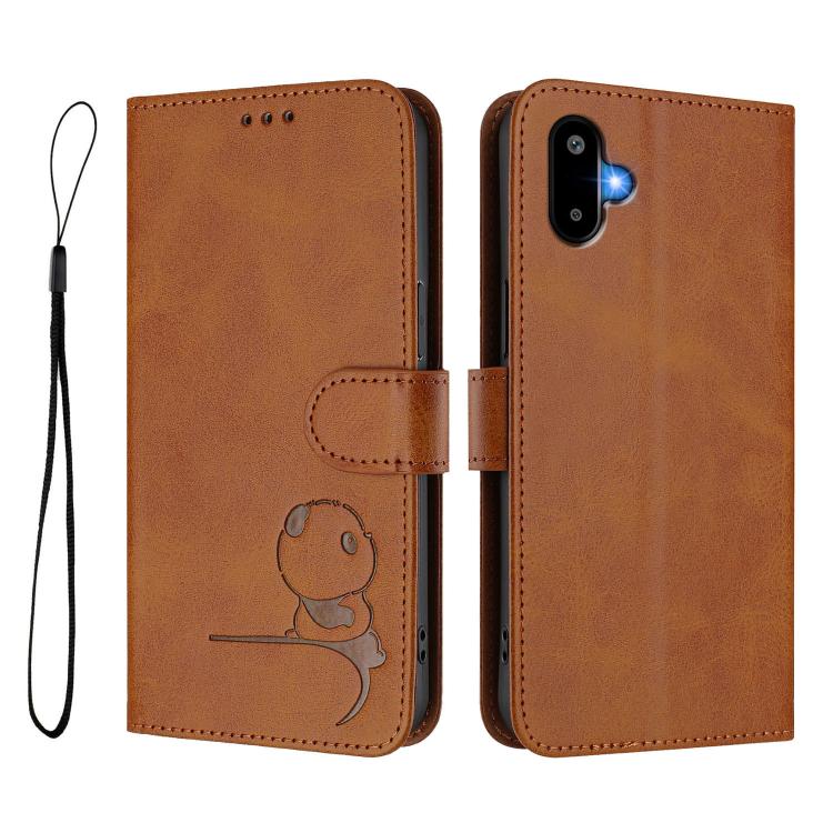For Samsung Galaxy F06 5G / M06 5G Litter Panda Embossing RFID Leather Phone Case with Lanyard