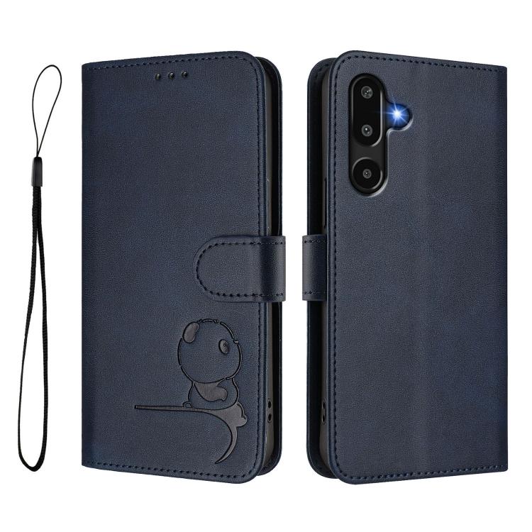 For Samsung Galaxy F16 5G / M16 5G Litter Panda Embossing RFID Leather Phone Case with Lanyard