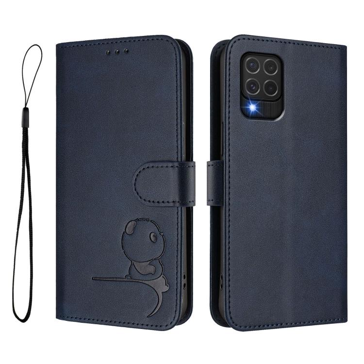 For Samsung Galaxy M62 / F62 4G Litter Panda Embossing RFID Leather Phone Case with Lanyard