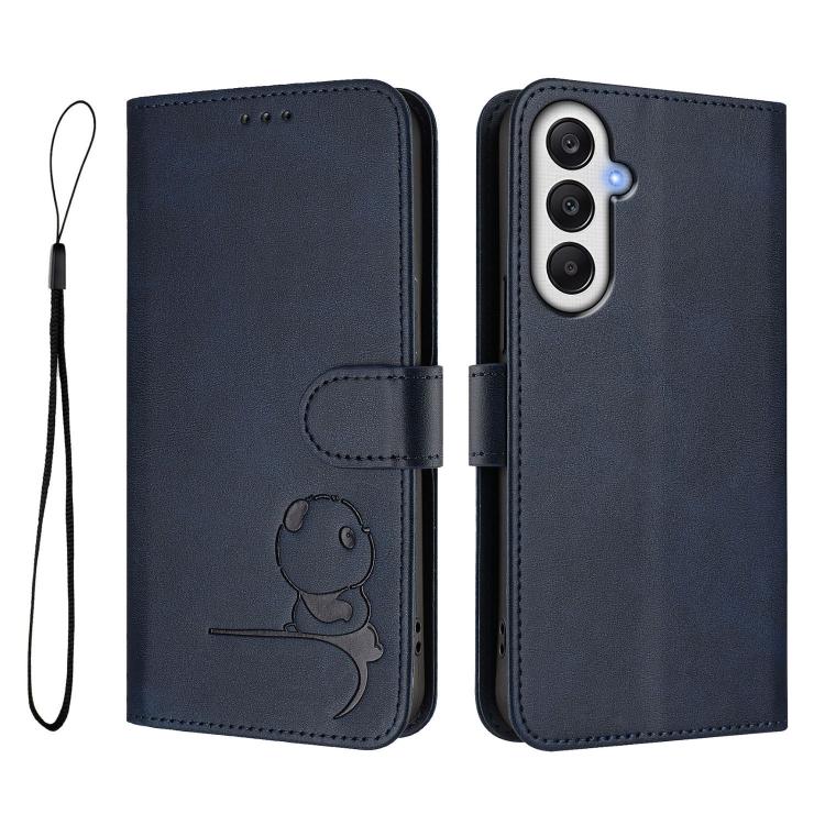 For Samsung Galaxy A05s 4G / F14 4G Litter Panda Embossing RFID Leather Phone Case with Lanyard