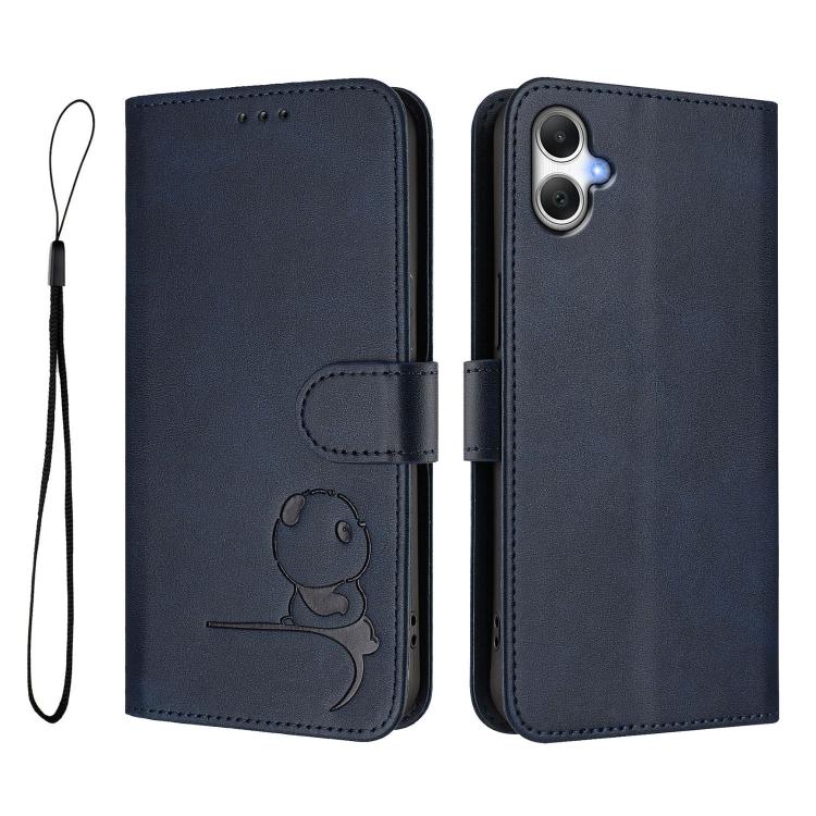 For Samsung Galaxy A06 4G / 5G Litter Panda Embossing RFID Leather Phone Case with Lanyard