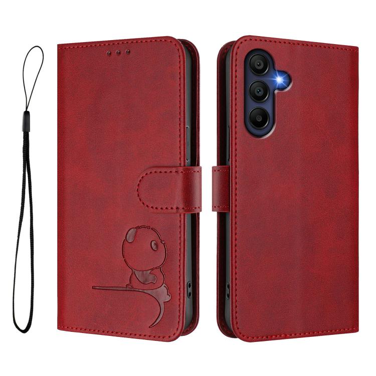 For Samsung Galaxy A17 5G / A26 5G Litter Panda Embossing RFID Leather Phone Case with Lanyard