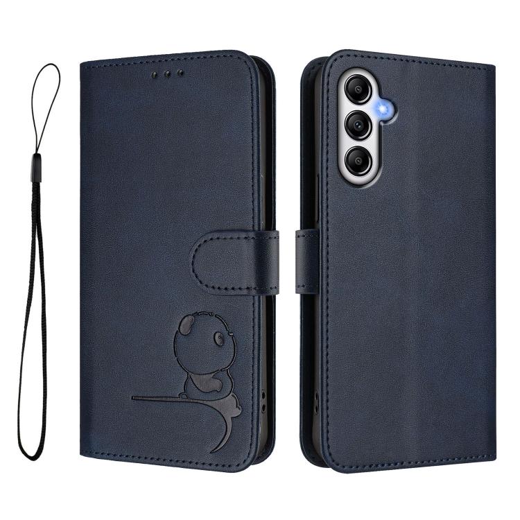 For Samsung Galaxy A24 4G Litter Panda Embossing RFID Leather Phone Case with Lanyard
