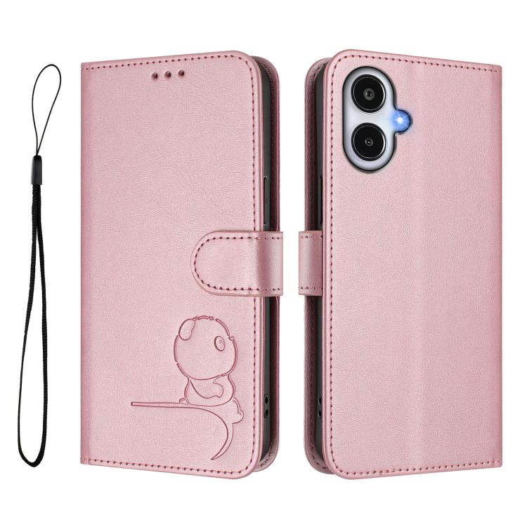 For Samsung Galaxy A25e / A25 5G JP Litter Panda Embossing RFID Leather Phone Case with Lanyard