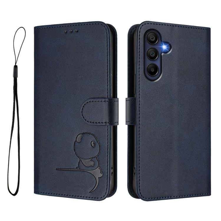 For Samsung Galaxy A26 5G Litter Panda Embossing RFID Leather Phone Case with Lanyard