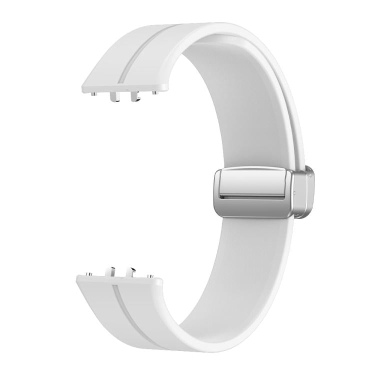For Samsung Galaxy Fit 3 Magnetic Fold Silver Buckle Silicone Watch Band